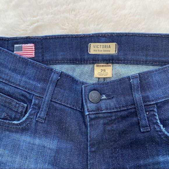 True Religion Victoria Mid Rise Skinny Jeans Dark Wash 25 - Picture 5 of 15